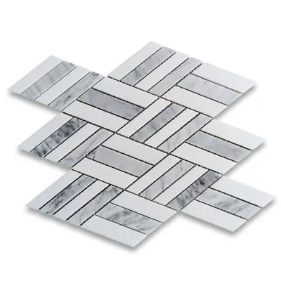 C7N5XP Carrara White Marble Parallelogram Diamond Mosaic Tile Thassos White • $21.99