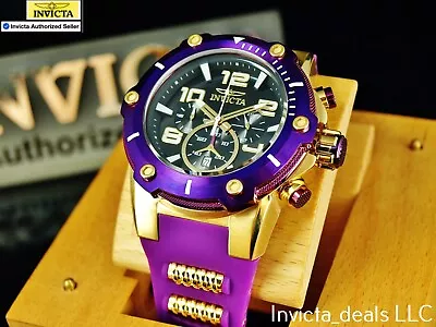 Invicta Men's 52mm SPEEDWAY VIPER Chronograph BLACK DIAL Purple/Gold Tone Watch • $54.99