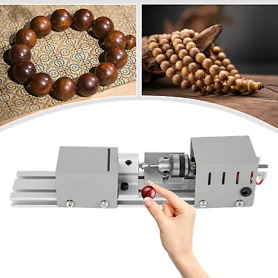 Mini Lathe Beads Polisher Machine 100W For Wood Woodworking Rotary DIY Tool Set • $31.35