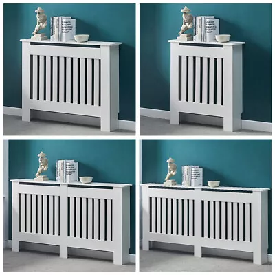 White Wood Radiator Cover MDF Grill Shelf Cabinet Modern Traditional Furniture • £27.99