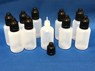 30ML Empty Plastic Squeezable Eye Dropper Bottles Black Cap 1oz LDPE - (10-Pack) • $8.99