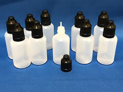 30ML Empty Plastic Squeezable Eye Dropper Bottles Black Cap 1oz LDPE - (25-Pack) • $14.99