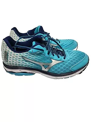 Mizuno Wave Rider Running Sneaker Size 9W Turquoise Blue • $25