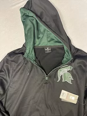 Michigan State Spartans 1/4 Zip Hoodie Colosseum Black Big Logo Men’s Sz 2XL NWT • $29.64