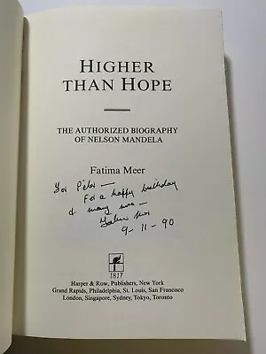 Fatima Meer’s Higher Than Hope Signed 1st By Meer  W/DJ [Mandela] • $60