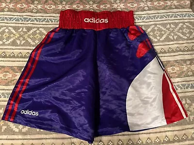 Vintage Adidas Boxing Shorts MMA Muay Thai Satin Large Elastic Waist L Men's • $199.99