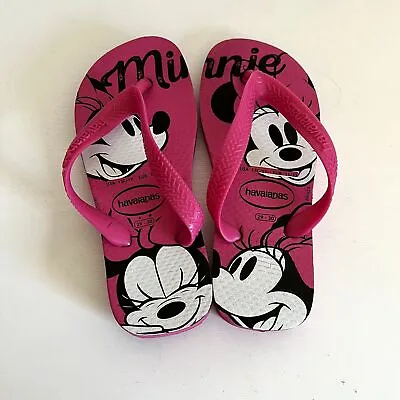 Havaianas Disney Minnie Mouse Flip Flops Girls US 13/1 EU 29/20 Pink • $8.99