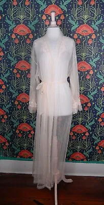 Victoria's Secret Blush Bridal Pink Sheer Mesh Lace Tulle Glam Long Robe XS/S • $37.49