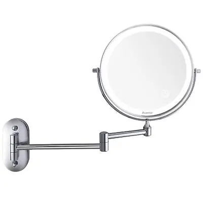 Auxmir® 8'' Wall Mounted Bathroom Mirror With LED Light 1X 10X Magnifying Mirror • £26.59