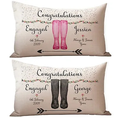 Personalised Engagement Cushion Covers Wellies Valentines Day Mr & Mrs LKC18 • £19.95