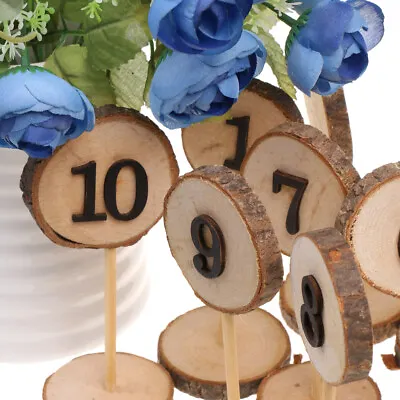 £13.10 • Buy Rustic Wooden 1-10 Table Numbers Log Slices Stick Stand Wedding Party Decor
