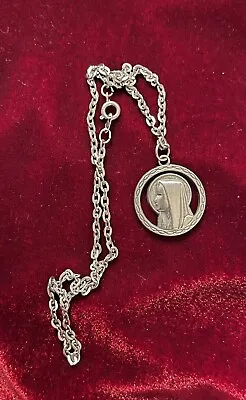 Mary Mother Of Jesus Double Sided Religious Necklace 16in Chain • $15