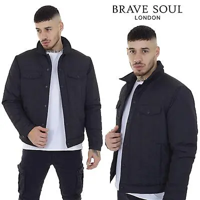 Brave Soul Men's Casual Black Jacket Lightweight 100% Polyester Winter Jacket • £19.99