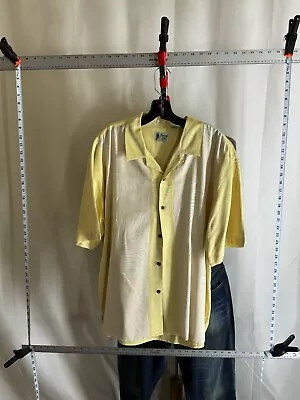 Vintage Silk Yellow Tan 100% Silk Camp Shirt XL Extra Large Floral  • $20