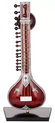 Wooden Decorative Showpiece Musical Instrument Miniature Sitar Designer Artistic • $81.24