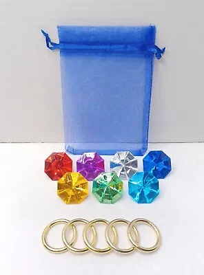 Sonic The Hedgehog 7 Chaos Emeralds And 5 Power Rings With A Bag • $21