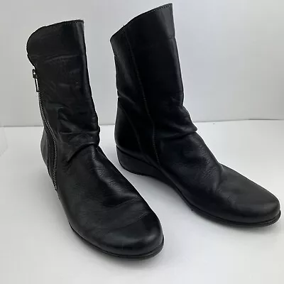 MEPHISTO Air Jet Genuine Leather Authentic Black Seddy Boots Women Size 8.5 • $99