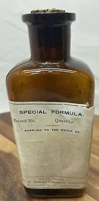 Vintage Large Amber Glass Pharmacy Bottle Cork Stopper • $12.99