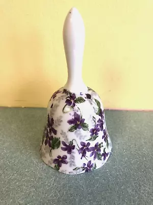 Vintage Norleans Japan White Porcelain Dinner Bell Purple Violets • $6.50