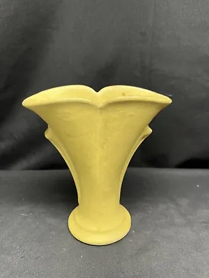 Vintage McCoy Style Yellow Glazed Fan Vase Pre Owned CRAZING SEE PICTURES • $15.75