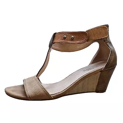 I Love Billy Womens Bazzy Sandal Wedges Heels Size 38 Brown Leather Lined • $24.95