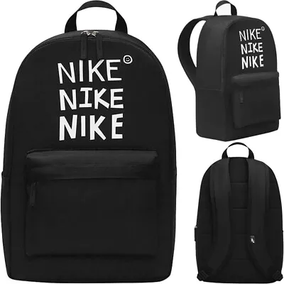 Nike Heritage Backpack Sports Gym School Rucksack Unisex Bag Black • £21.99