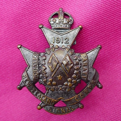 $35 • Buy Ww1 Era George 5th Crown New Zealand Collar Badge: New Zealand Signal Corps 1912