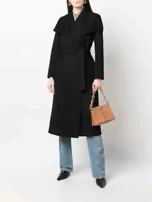 NEW Mackage Mai Draped Belted Wool Coat In Black Size S  #C4190 • $599.99