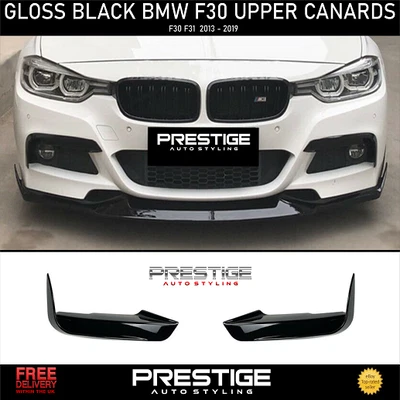 £44.99 • Buy Gloss Black Bmw F30 F31 Mad Style Front Splitter Lip Canards 2012-2019 M Sport