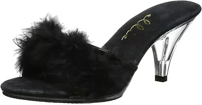 Ellie Shoes 305-SASHA 3  Heel Maribou Slipper Black Size 13 • $56.99