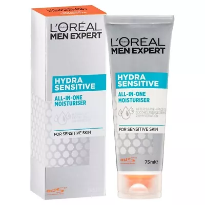 L'OREAL MEN EXPERT HYDRA SENSITIVE ALL IN ONE MOISTURISER FACE CREAM 75ml BOXED • £9.99