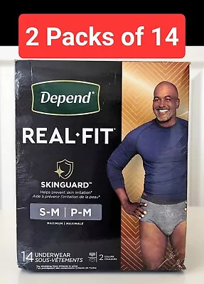 2 Packs - Depend Disposable Real Fit Underwear Men Sm/Med Max Absorbency 14 Ct • $29.99
