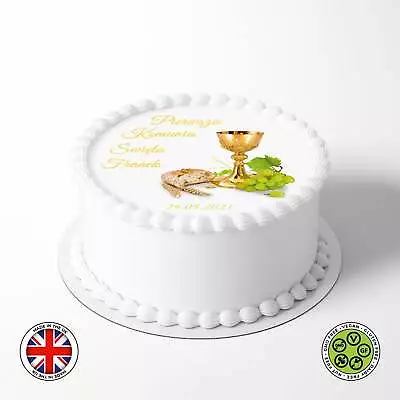 Personalised Pierwsza Komunia Święta 7.5in Round Edible Cake Topper ICING /WAFER • £7.79