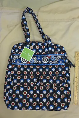 VERA BRADLEY Black/Blue/Red Handbag/Tote Bag W/NIGHT OWL Print 14x15  NEW/NWT • $12.99