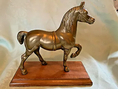 Vintage Heavy Brass Welsh Cob Horse Ornament  Mounted On Wood  • £30