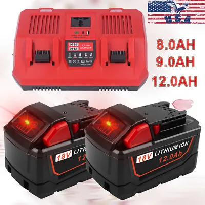 For Milwaukee For M18 Lithium XC 12.0/9.0 AH Battery 48-11-1890 Or Dual Charger • $136.99