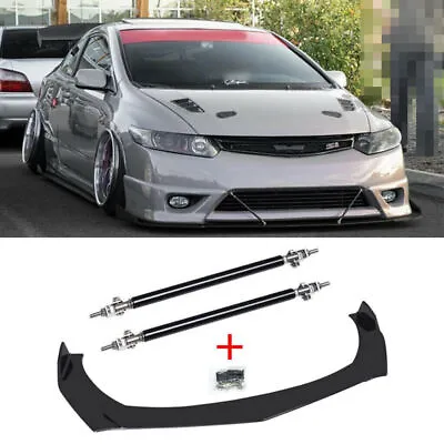 For Honda Civic SI 2006-2019 Front Bumper Lip Splitter Chin Spoiler + Strut Rods • $39.99