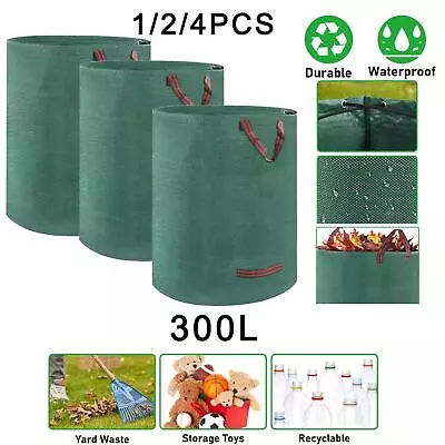 1/2/4X 300L Large Garden Waste Bags Heavy Duty Refuse Storage Sack Handles Grass • £7.49