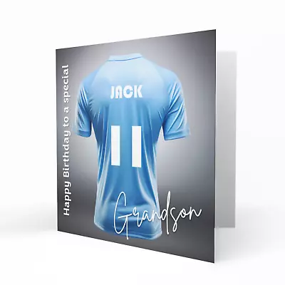 Personalised Manchester City Football Birthday Card Boys Any Name Age Relation • £3.79