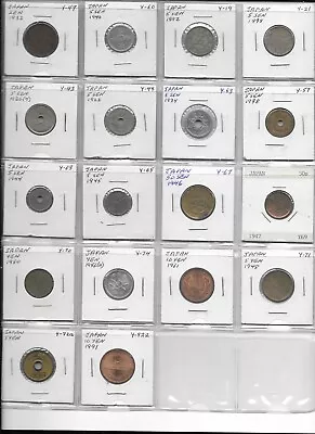 COIN SHEET - JAPAN Late 1800's-Mid 1900's -  Lot Of 58 Different Coins • $2.80