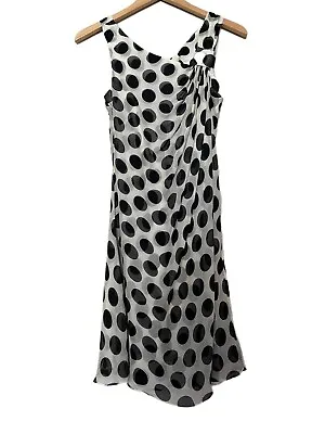 Milly Original Bergdorf Goodman Black & White Lined Polka Dot 100% Silk Dress 4 • $49