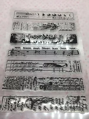 £3.55 • Buy 7 Music Note & Script Clear Stamps, For Junk Journal, Scrapbook, Ephemera, Craft