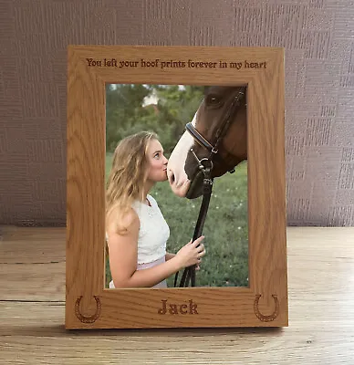 Horse Hoof Prints Personalised Engraved Wooden Photo Frame Memory Keepsake Gift • £10.99