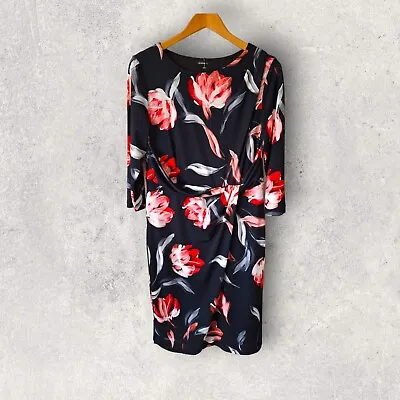 Roman Floral Midi Stretch Dress Size UK 14 VGC • $18.70