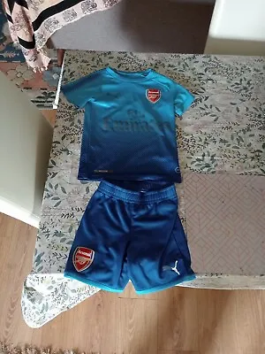 Arsenal 2017/18 Away Kids Shirt Shorts Boys Girls Puma Blue Official • £17.95