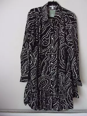 New H&M Black Paisley Patterned Oversized Shirt Dress Size: L • $16.15