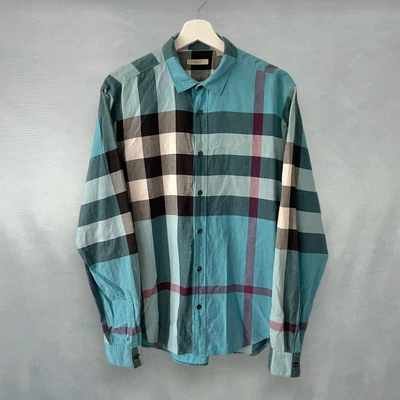 £94.99 • Buy Burberry Brit Blue Nova Check Shirt Long Sleeve Silm Fit Mens L