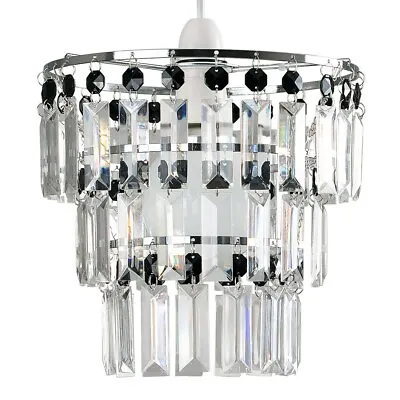 Lampshade Ceiling Pendant Light Shade Acrylic Crystal Easy Fit Chandelier Modern • £13.59