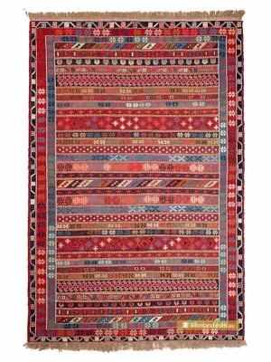 Authentic Sumak Kilim Rug Hand Knotted 100% Wool 187x127cm • $600