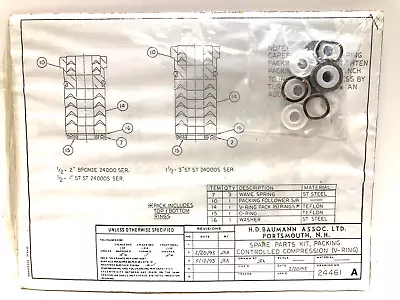 H. D. BAUMANN VALVE 24461 Spare Parts Kit For V-Ring Packing In Original Package • $45